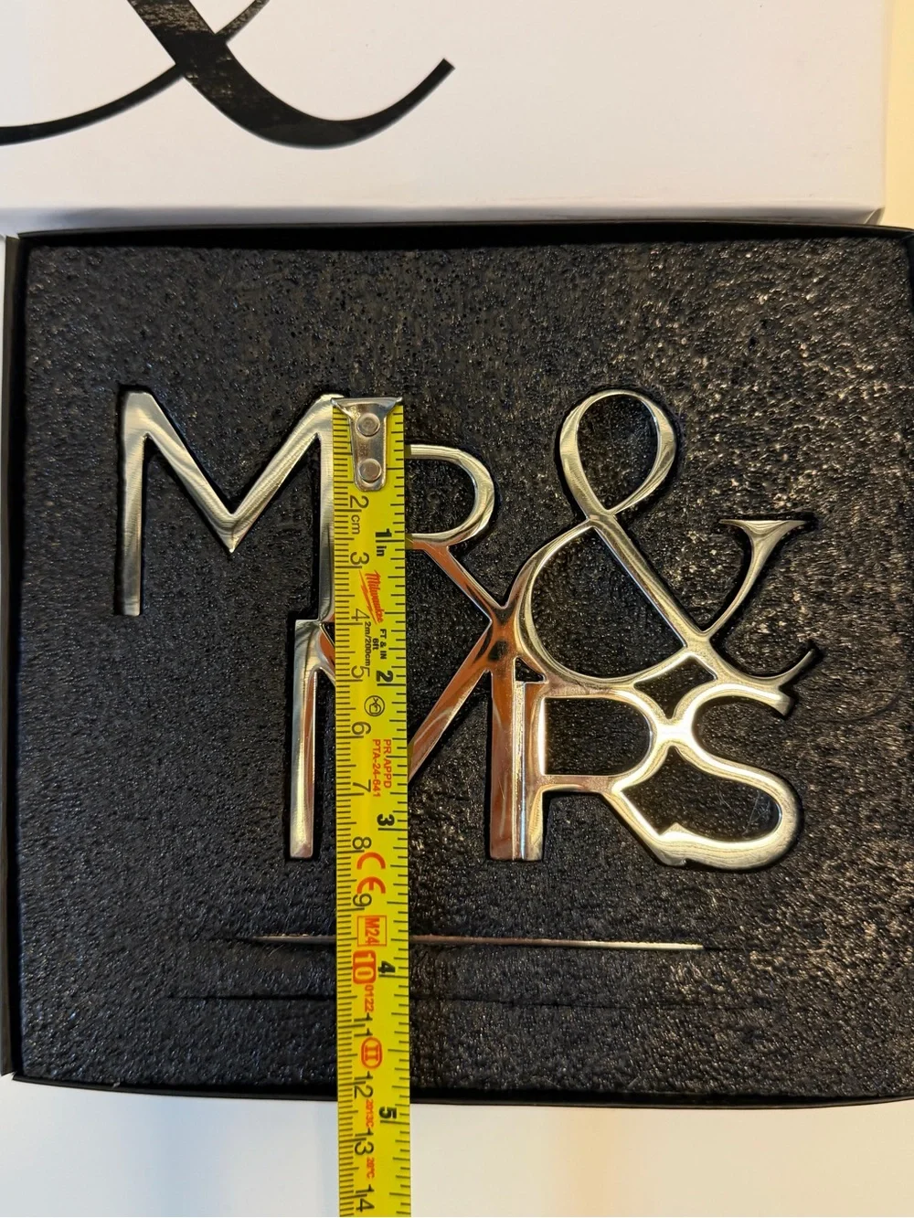 MR & MRS Silver Cake Topper - Elegant Wedding Decoration